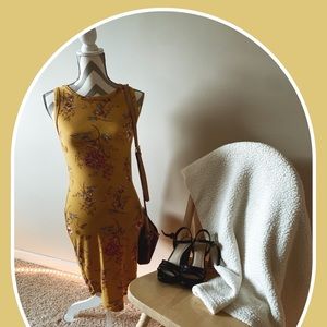 Yellow Orange Floral Dress